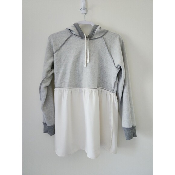 NWT Motherhood Maternity Hooded Sweatshirt Grey Cream Skirted Long Sleeve Size M - Picture 3 of 8